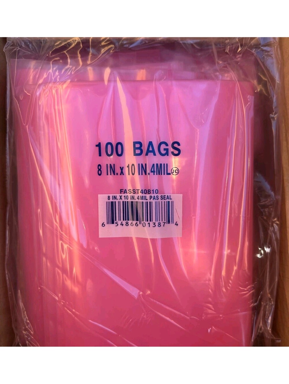 Elkay Pink Anti Static Seal Top Poly Bags 8x10 4 Mil 100 Count FASST40810